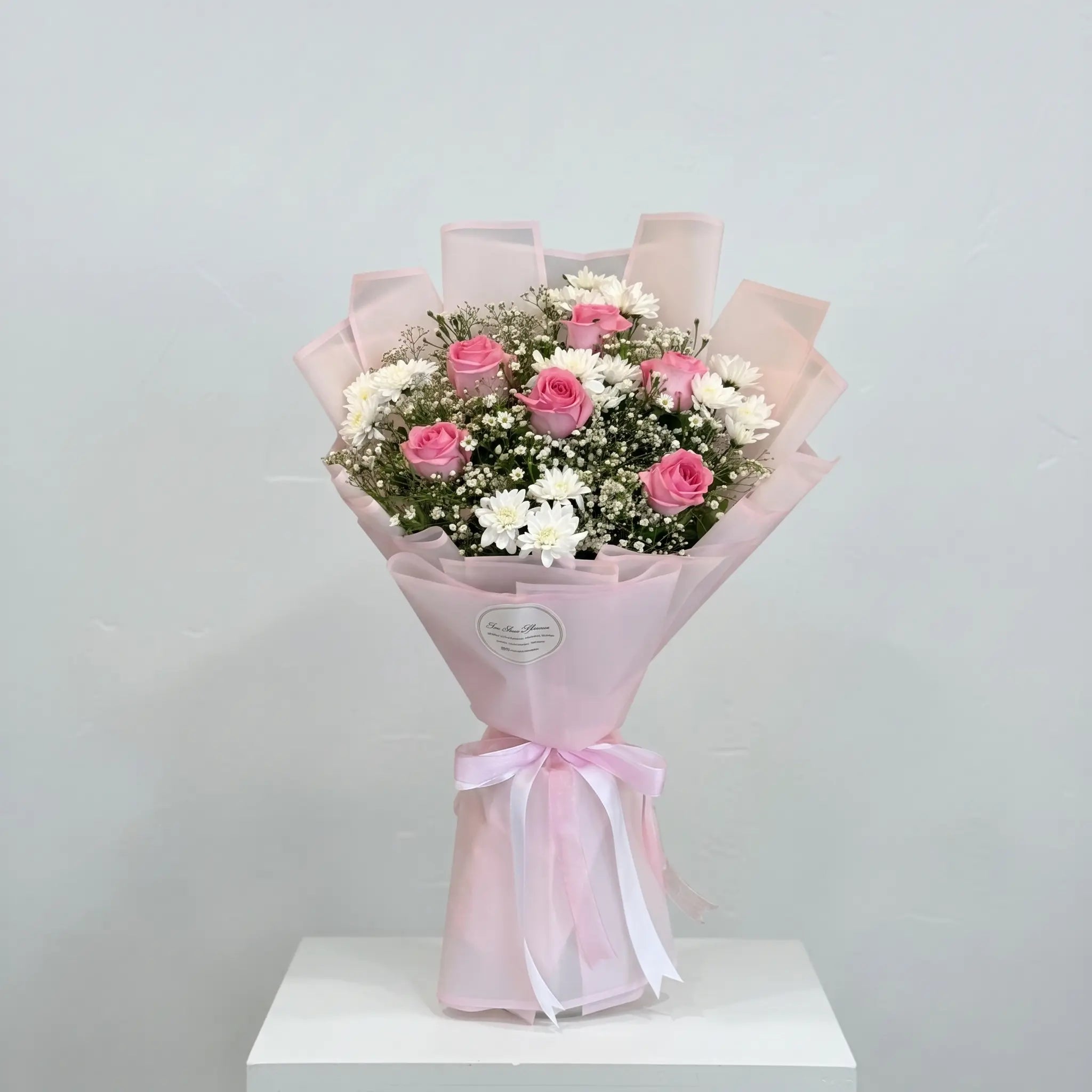 Classic Pink Rose & Mum Bouquet
